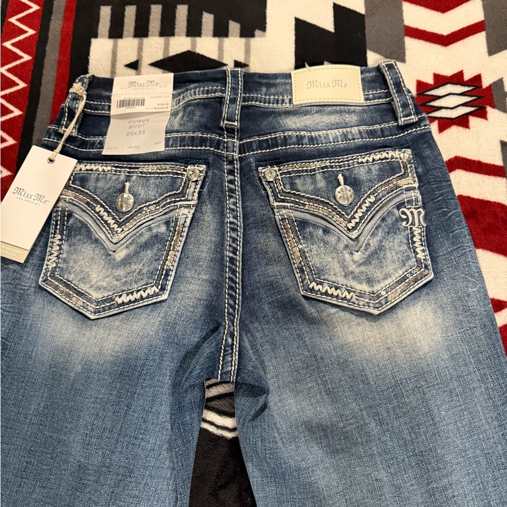 Miss Me Blue Boot Cut Jeans Classic Style - Picture 3 of 15